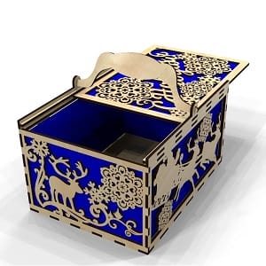 Decorative Christmas Treasure Box with Sliding Lid Laser Cut File