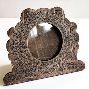 Decorative Engraved Round Wooden Photo Frame 6mm Laser Cut File