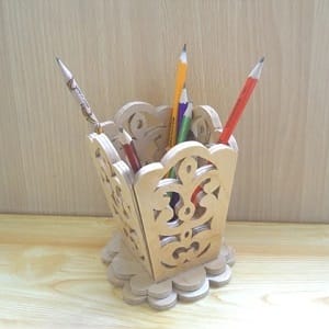Decorative Wooden Pencil Holder Brush Holder Laser Cut File