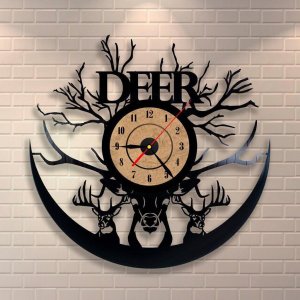 Deer Vinyl Disc Wall Clock Laser Cut File