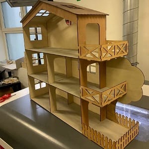 Dollhouse with Tree Laser Cut File