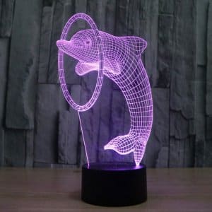 Dolphin With Ring 3D Illusion Lamp Laser Engraving File