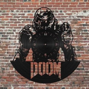 Doomguy Vinyl Record Wall Clock Gift for Gamers Laser Cut File