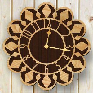 Dual Layer Floral Design Wooden Wall Clock Laser Cut File