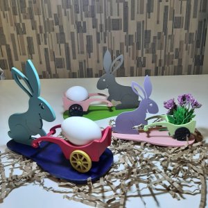 Easter Bunny with Cart Laser Cut File