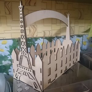 Eiffel Tower Flower Basket Laser Cut File