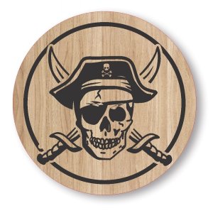 Engraved Pirate Skull on Cutting Board Laser Cut File