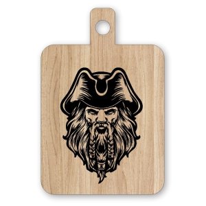 Engraved Pirates Captain on Cutting Board Laser Cut File
