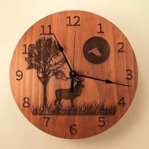 Engraved Wood Reindeer Wall Clock Laser Cut File