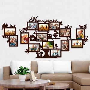 Family Tree Photo Frame with Butterfly and Birds Laser Cut File