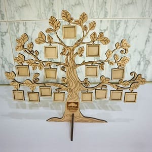 Family Tree Picture Frame Stand with Hanging Photos Laser Cut File
