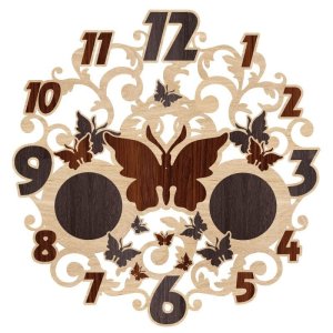 Floral Butterfly Wall Clock Laser Cut File