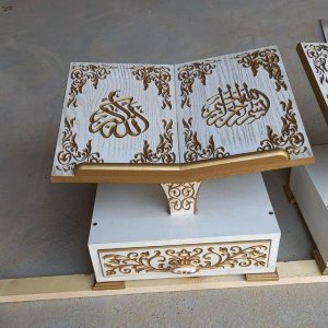Floral Engraved Quran Box with Rehal Laser Cut File