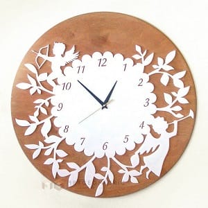 Floral Pattern Wall Clock with Angels Laser Cut File