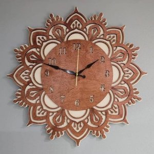 Flower Mandala Wall Clock Laser Cut File