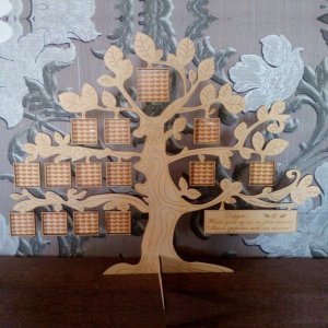 Freestanding Wooden Family Tree Photo and Message Frame Laser Cut File