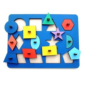 Geometric Shapes Knob Puzzle Peg Board for Toddlers and Kids Laser Cut File