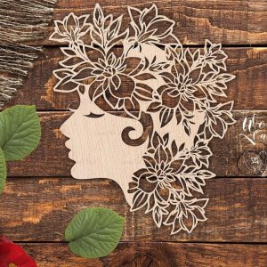 Girl with Floral Hair Wall Art Laser Cut File