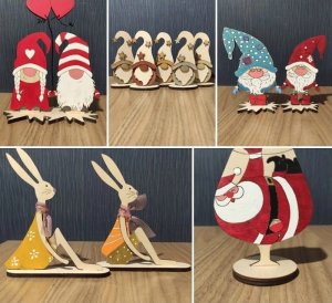 Gnome and Hare Christmas Decoration Laser Cut File