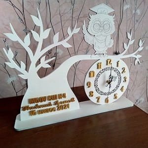 Graduation Owl Tree Clock Laser Cut Personalized Desk Clock Gift