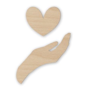 Hand and Heart Wood Cutout for Craft Laser Cut File