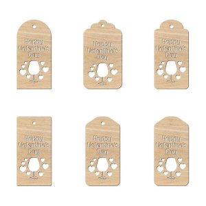 Happy Valentines Day Gift Tags Wood Cutout Shapes Laser Cut File
