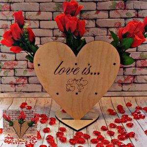 Heart Shaped Flower Stand with Couple Collection for Engraving Laser Cut File