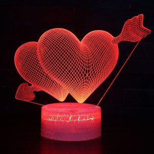 Heart With Arrow 3D Acrylic LED Light Lamp Laser Cut File