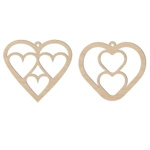 Hearts in Heart Wooden Earrings Laser Cut File