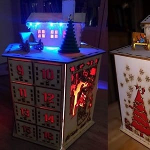 Hexagonal LED Lighted Christmas Countdown Calendar with Drawers