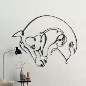 Horse With Girl Line Art Wall Decal Laser Cut DXF File