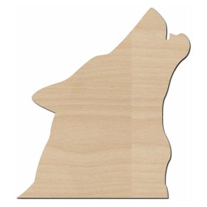 Howling Wolf Head Unfinished Wood Cutout Shape Laser Cut File