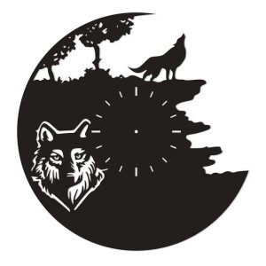 Howling Wolf Wall Clock Laser Cut File