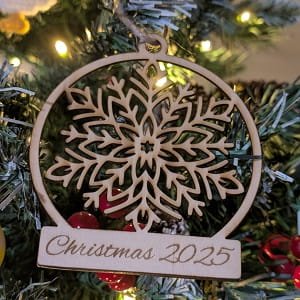 Laser Cut 2025 Christmas Snowflake Ornament