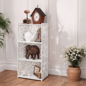 Laser Cut 3 Tier Side Table with Storage Shelf Vector