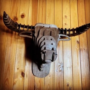 Laser Cut 3D Wooden Bull Head Wall Decor