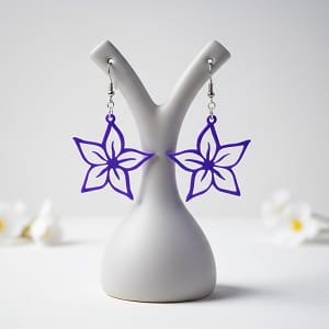 Laser Cut 5 Petal Flower Dangle Earrings