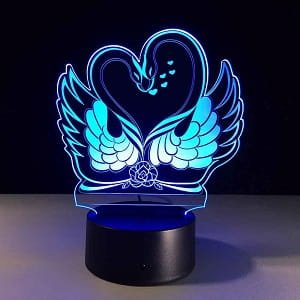 Laser Cut Acrylic Engraving Swan Love Heart Illusion Lamp