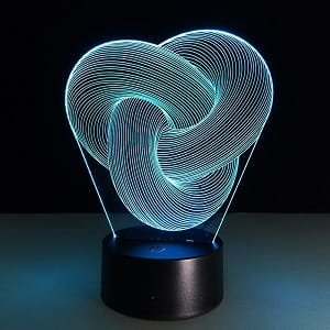 Laser Cut Acrylic Engraving Twisted Abstract 3D LED Night Lamp
