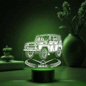 Laser Cut Acrylic Engraving UAZ Hunter Jeep 3D Illusion Lamp