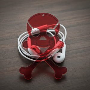 Laser Cut Acrylic Skull and Crossbones Earbud Holder