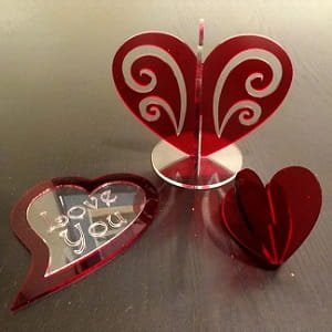 Laser Cut Acrylic Valentine Hearts