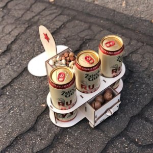 Laser Cut Airplane Beer and Nuts Holder Vector