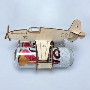 Laser Cut Airplane Soda Drink Can Holder Vector