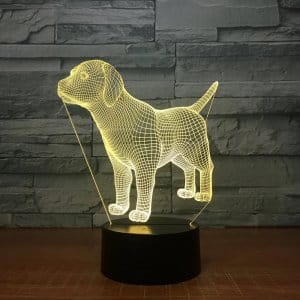 Laser Cut and Engraved Dog Puppy 3D Illusion Night Light Lamp