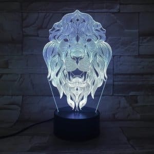 Laser Cut and Engraved Lion Open Mouth 3D LED Night Light Lamp