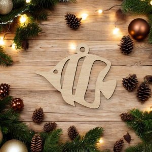 Laser Cut Angel Fish Christmas Ornament Vector