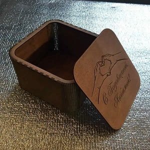 Laser Cut Anniversary Gift Box with Heart Engraved Lid Design