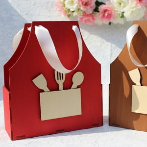 Laser Cut Apron Gift Box Wooden Treat Box