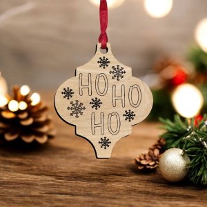 Laser Cut Arabesque Tile Christmas Ornament Ho Ho Ho Vector